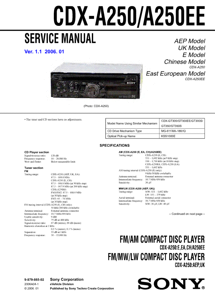  Sony Cdx A250ee img-1