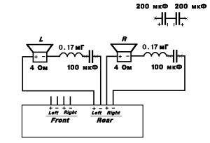 Схема подключения тыловой акустики